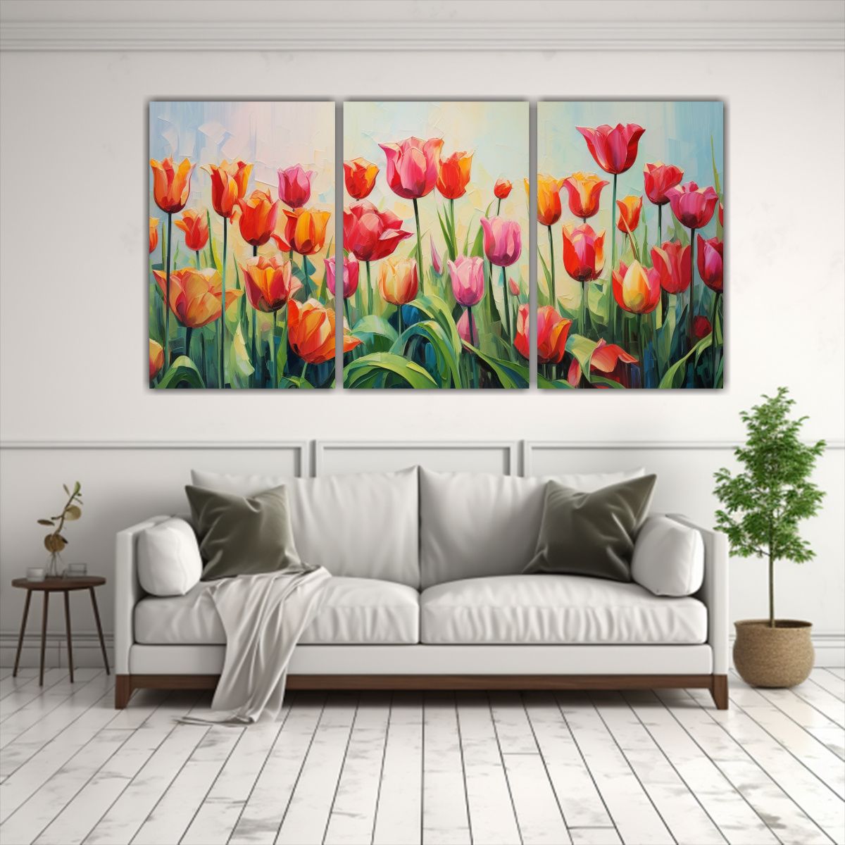 GENERICO - Pintura Abstracta De Tulipanes En óleo Con Detalles De Alta 120x60cm