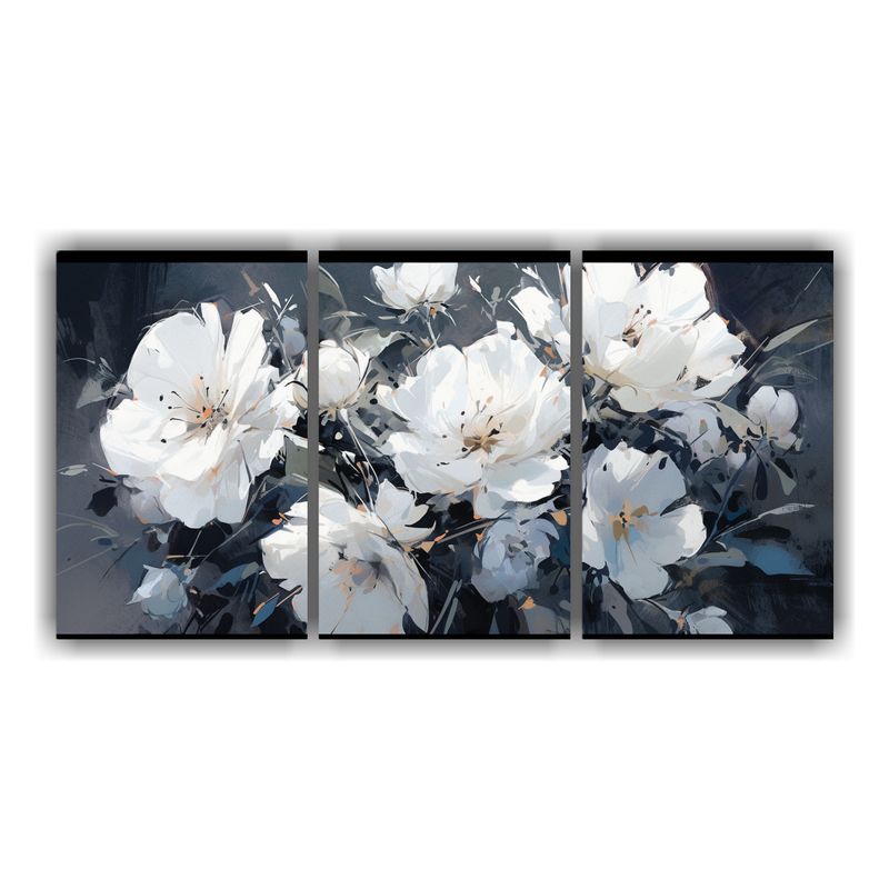 GENERICO - Pinturas De Flores En Blanco Y Negro En Bastidor Moderno 240x120cm