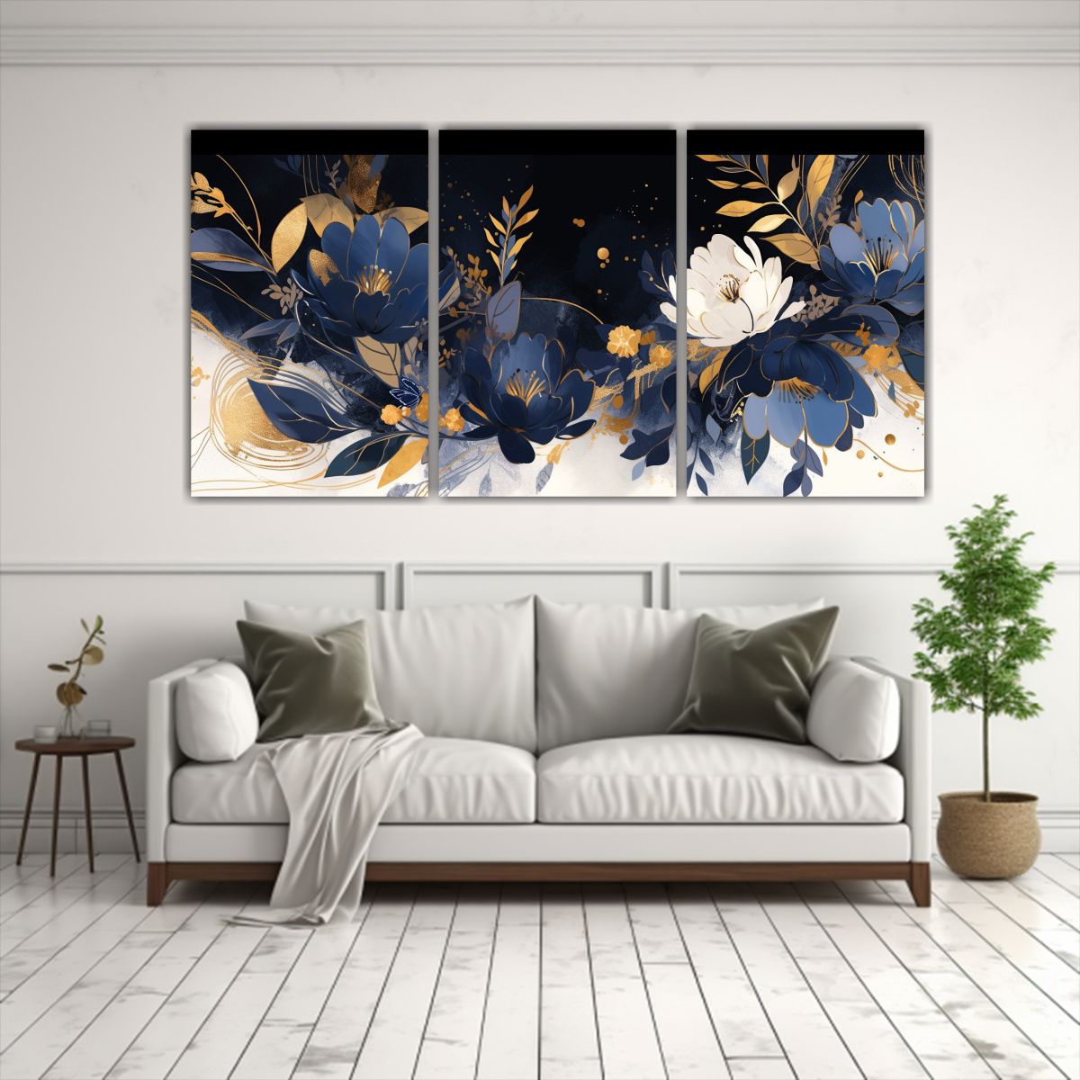 GENERICO - Cuadros Calidos Originales: Estilo Gold & Blue Atmosfera 240x120cm