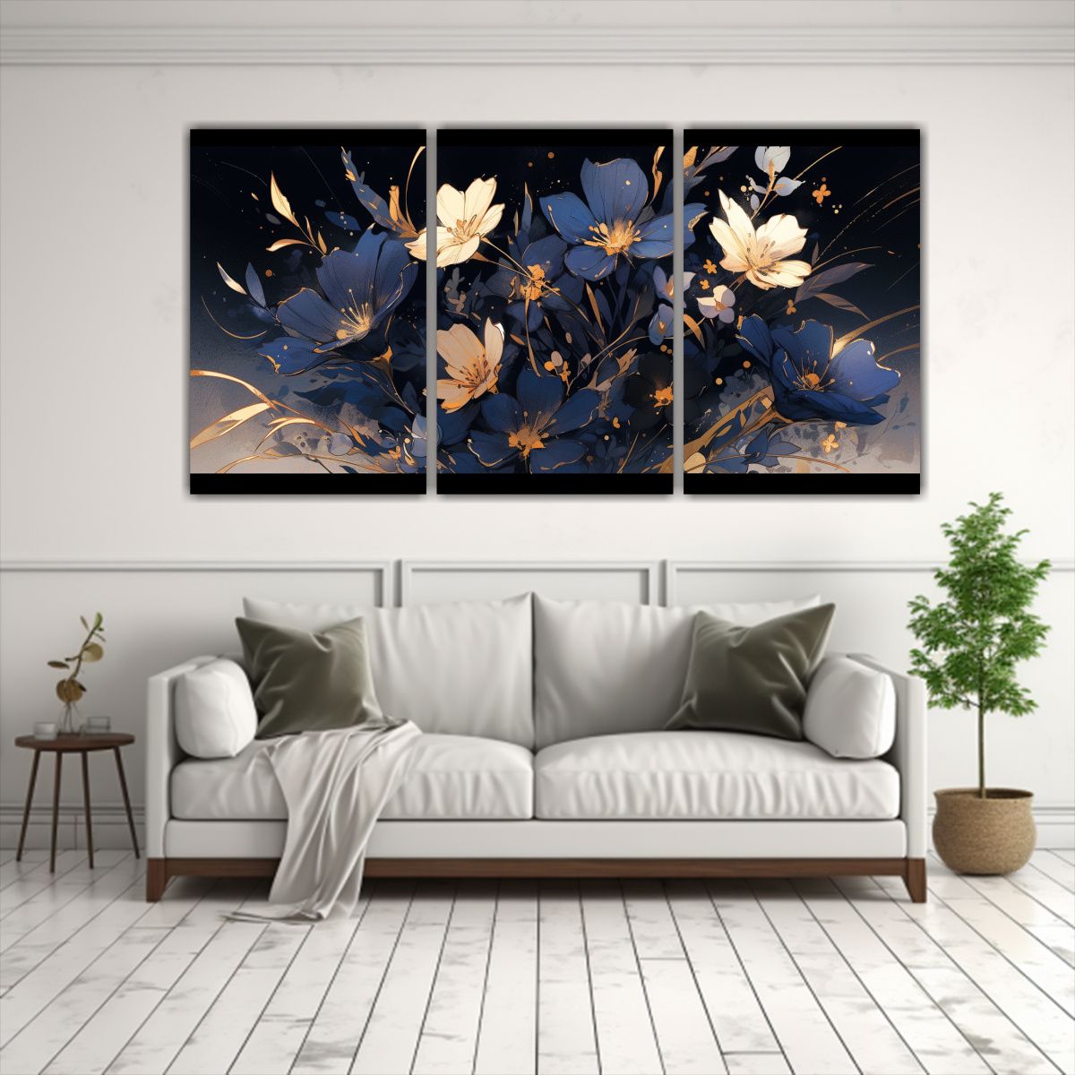 GENERICO - Cuadros Hermosos Cocina Estilo Neonoir En Dorado Y Azul 240x120cm