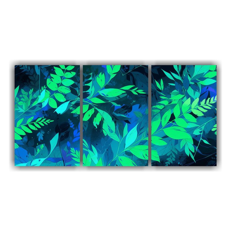 GENERICO - Cuadros Acuarela En Tonos Verdes Y Azules Con Atmósfera Neo 240x120cm