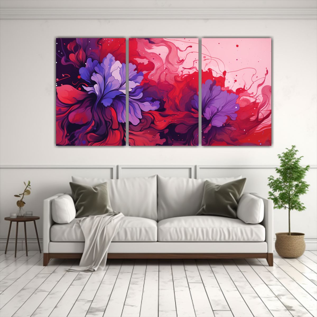 GENERICO - Pinturas De Pared En Púrpura Y Rojo Para Dormitorio, Atmosf 240x120cm