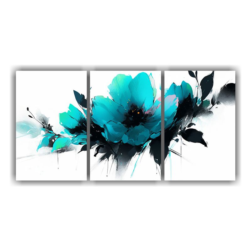 GENERICO - Pinturas Decorativas En Lienzo: Modernidad Turquesa Y Negro  240x120cm