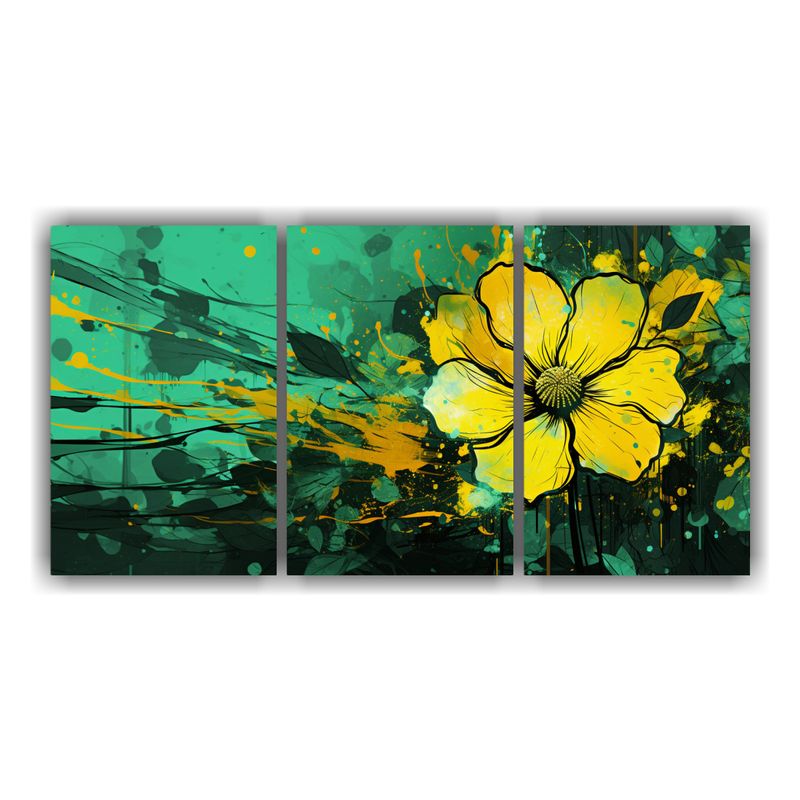 GENERICO - Cuadros Inspiración Surrealista Amarillo Y Verde Con Atmosf 240x120cm