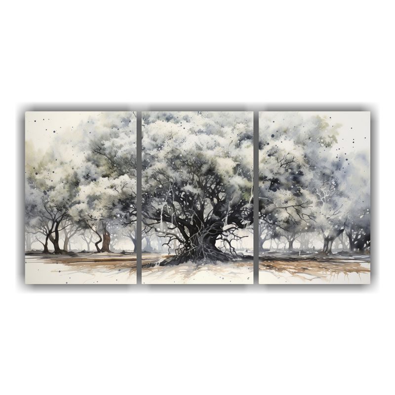 GENERICO - Pintura Abstracta De Colores Blanco Y Negro Del árbol Banya 240x120cm