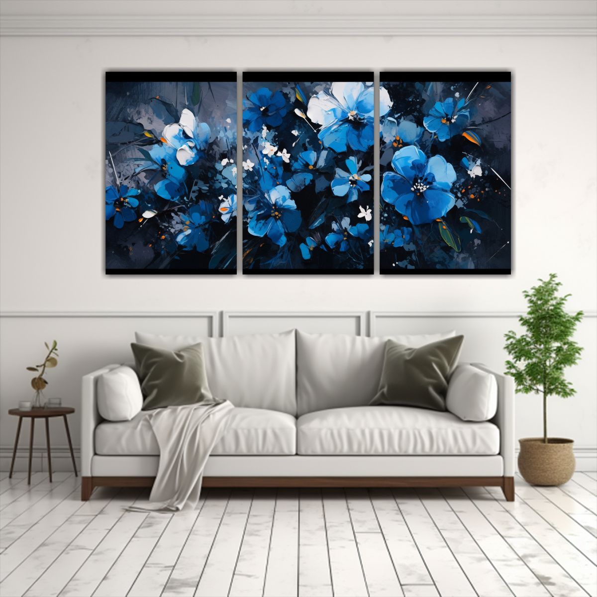 GENERICO - Tríptico Espectacular Para Comedor Con Pintura De Flores En 240x120cm