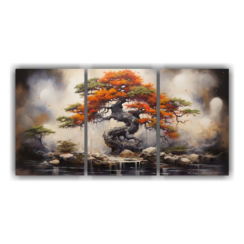 GENERICO - Pintura Abstracta De Un árbol Bonsái De Naturaleza Viva, E 240x120cm