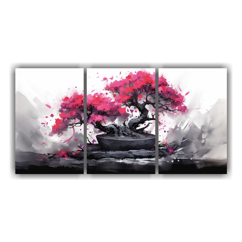 GENERICO - Pintura Abstracta De Bougainvillea Bonsai En Colores Negros 240x120cm