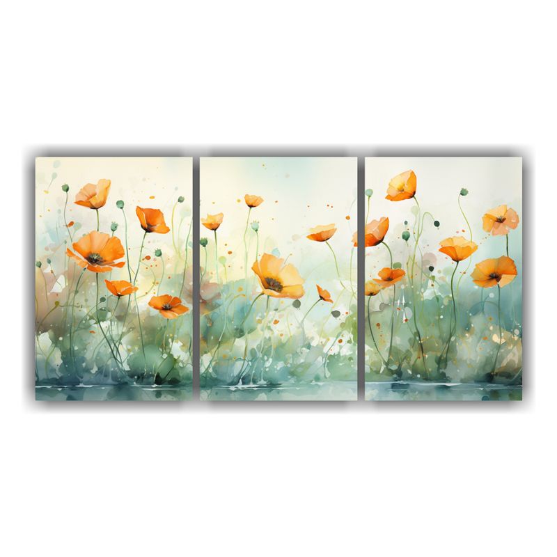 GENERICO - Pinturas Abstractas De Flores Buttercups Verde Y Naranja 240x120cm