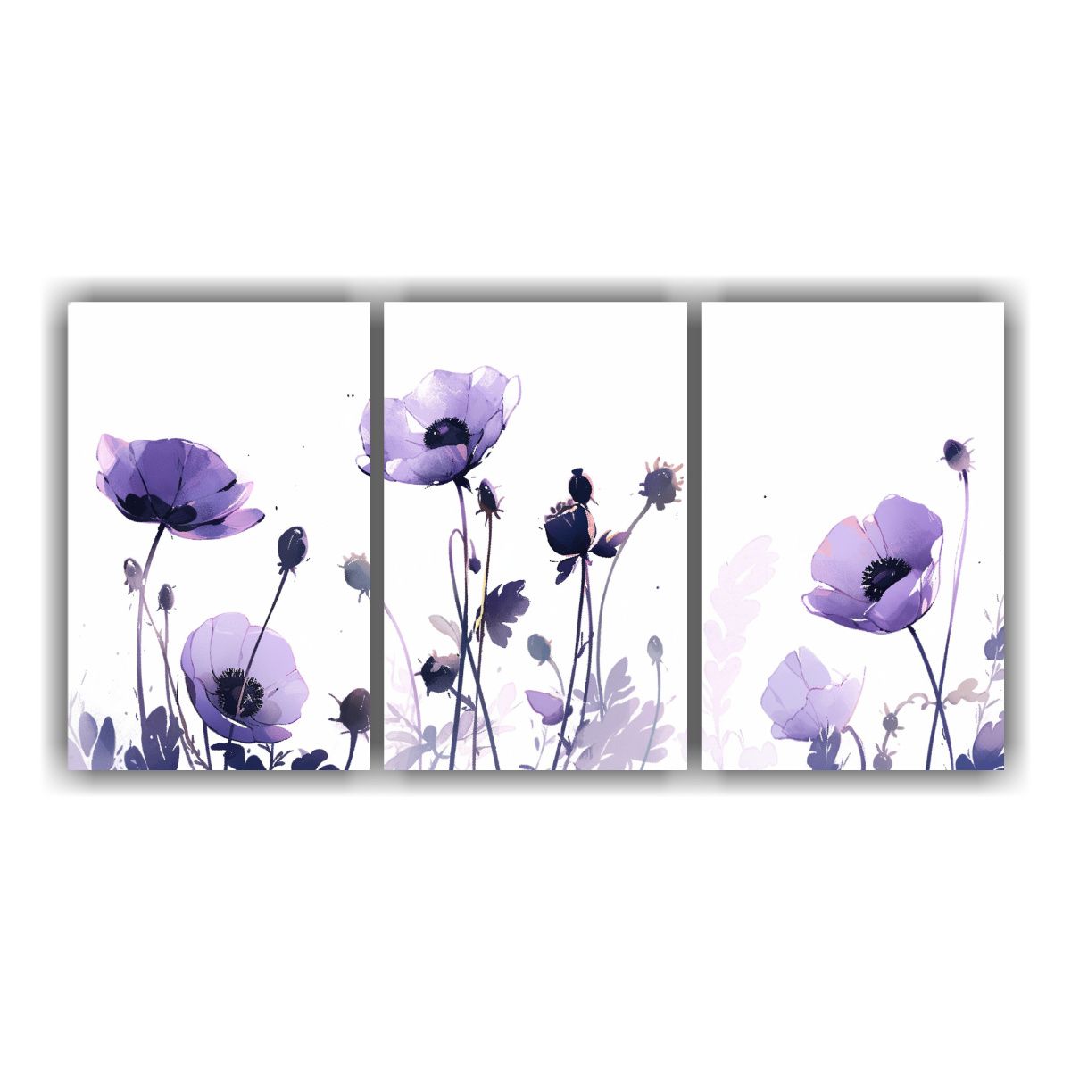 GENERICO - Decoración Con Cuadros Composición Regalo: Amapolas Morada 240x120cm