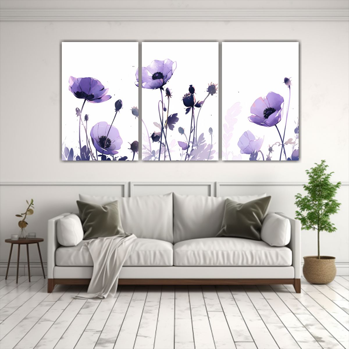 GENERICO - Decoración Con Cuadros Composición Regalo: Amapolas Morada 240x120cm