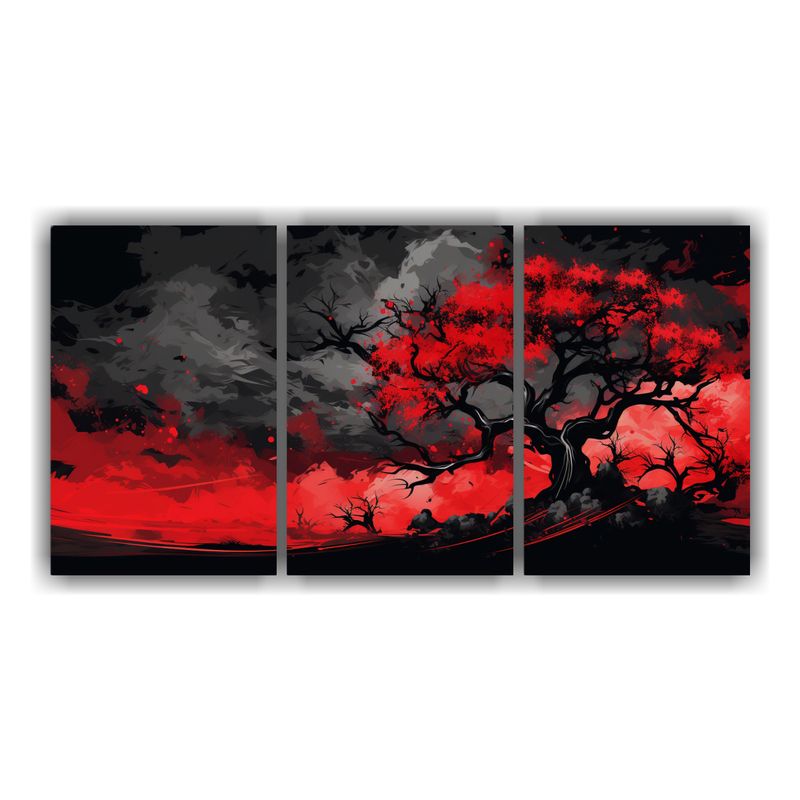 GENERICO - Árbol De Algodón Rojo Y Negro En Una Ambiente Neonoir 240x120cm