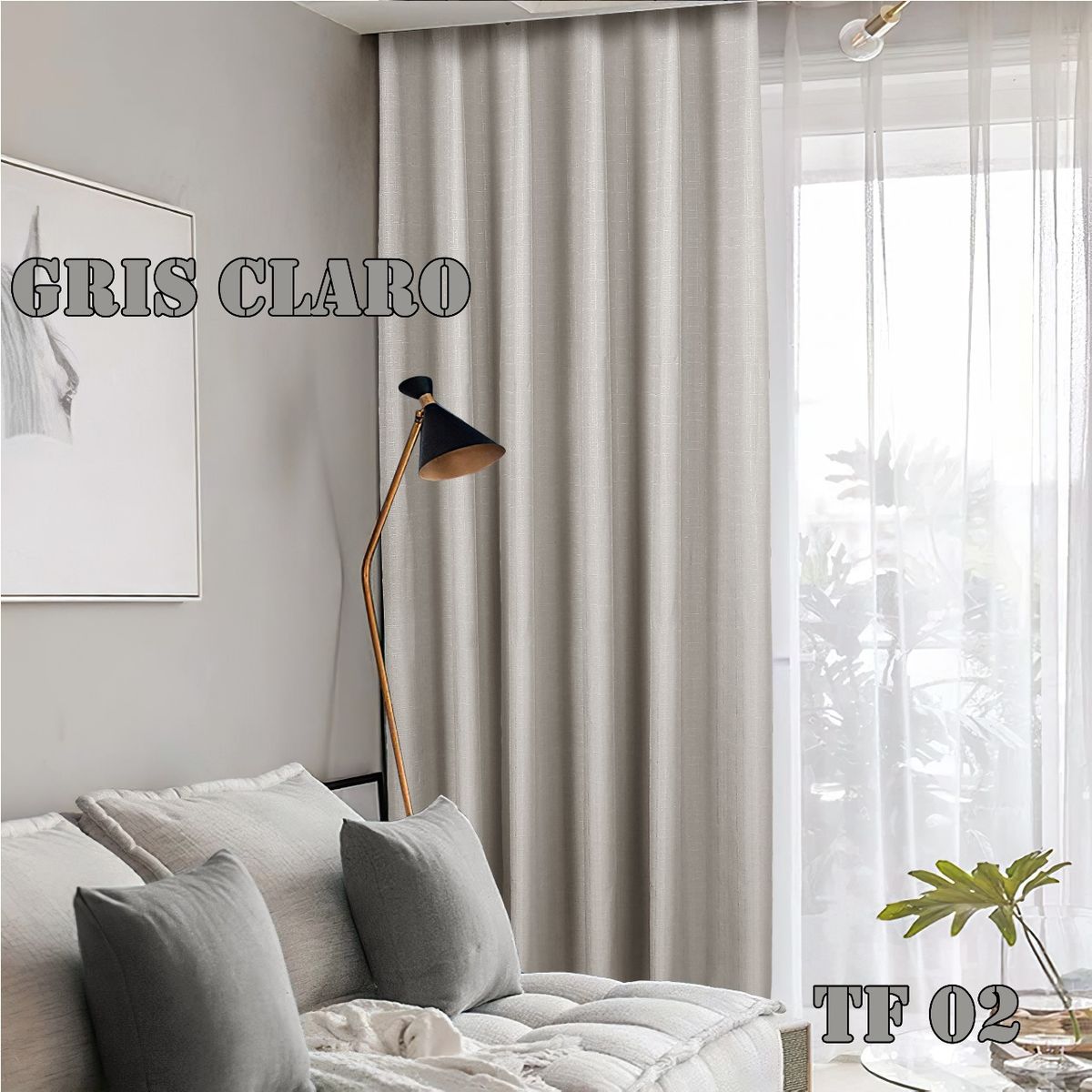 GENERICO - Cortinas blackout engomadas gris claro