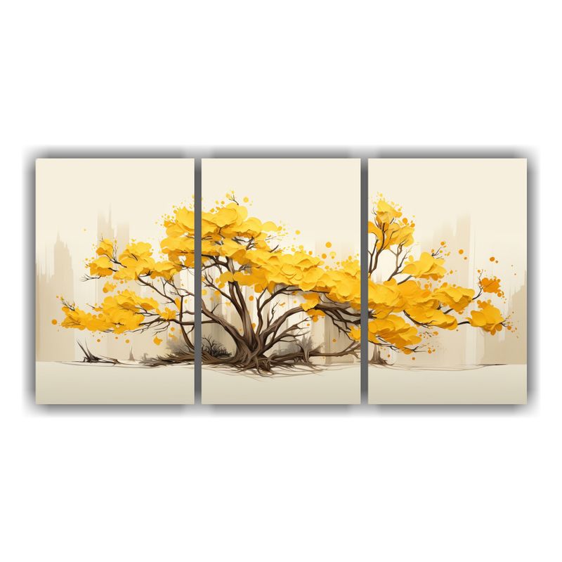 GENERICO - Decoración De Lienzo Set 3 Motivos Un árbol Ciprés En Ama 240x120cm