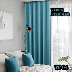 GENERICO - Cortinas blackout engomadas azul petroleo