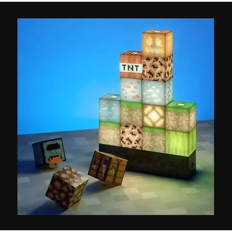 GENERICO - Lampara Rompecabezas Minecraft Block Building Escritorio