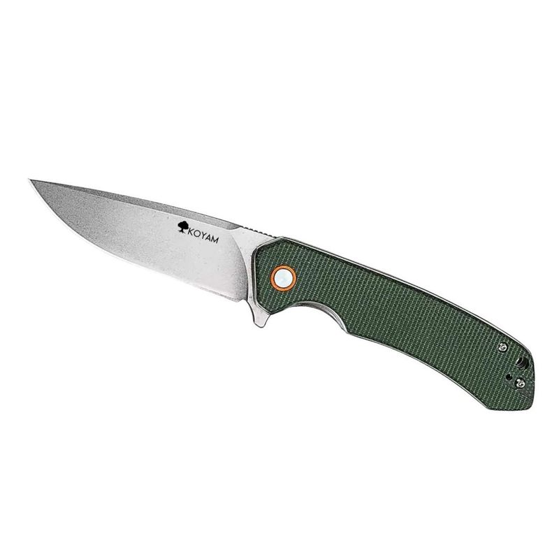 KOYAM - Cuchillo plegable Supervivencia Acero D2 y mango G10 - Verde
