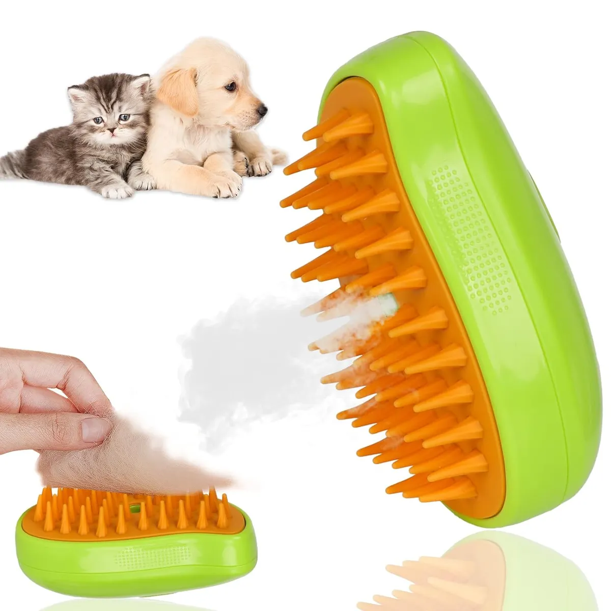 KUANGYE - Cepillo De Vapor Para Gatos 3 En 1, Autolimpiante Verde
