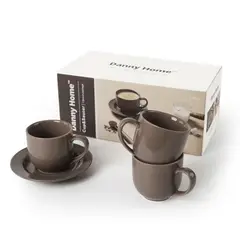 DANNY HOME - Set 6 Tazas de Cafe con Platillo Cafe 120 cc
