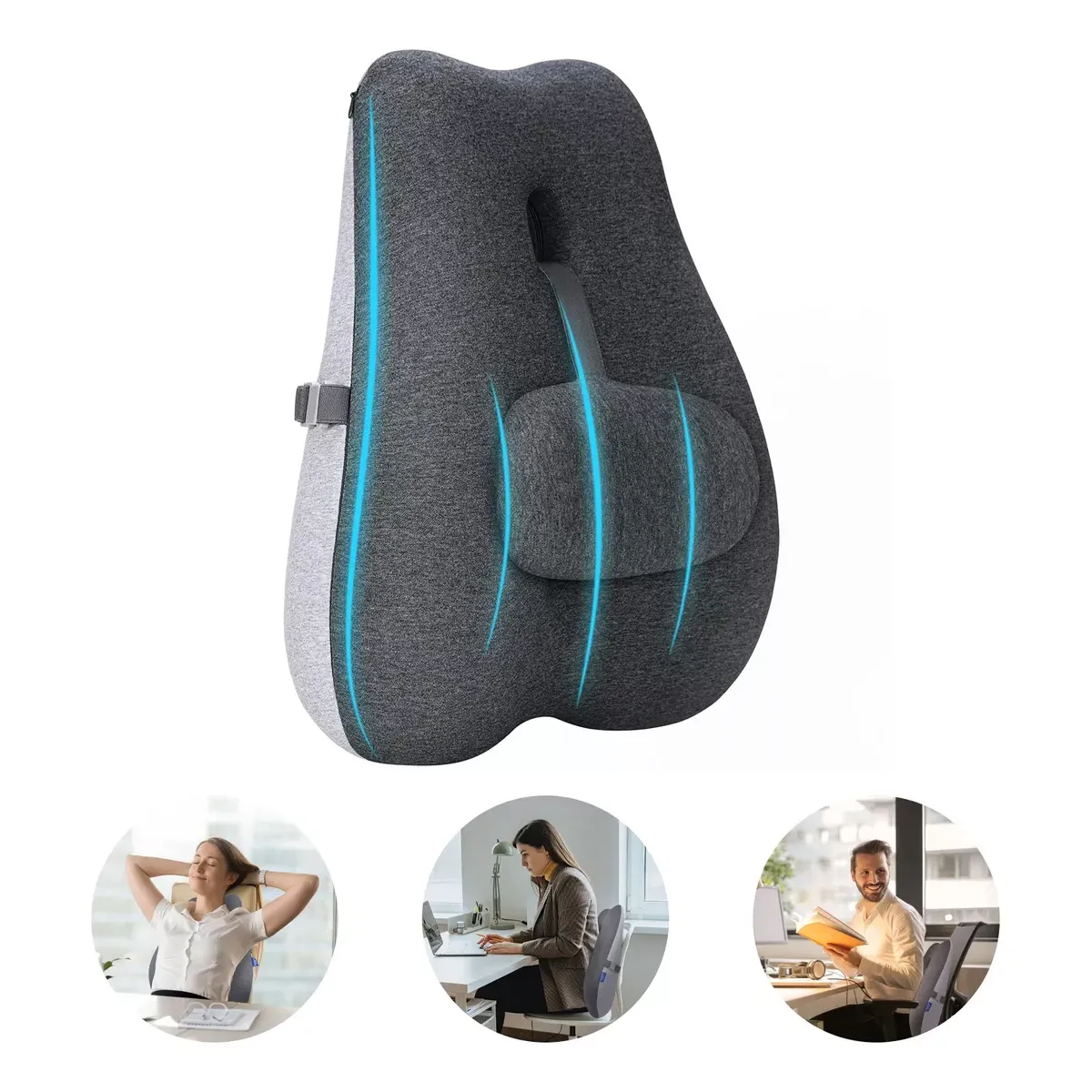 EVERSO - Cojin Soporte Espalda Corrector Lumbar Silla Auto Oficina