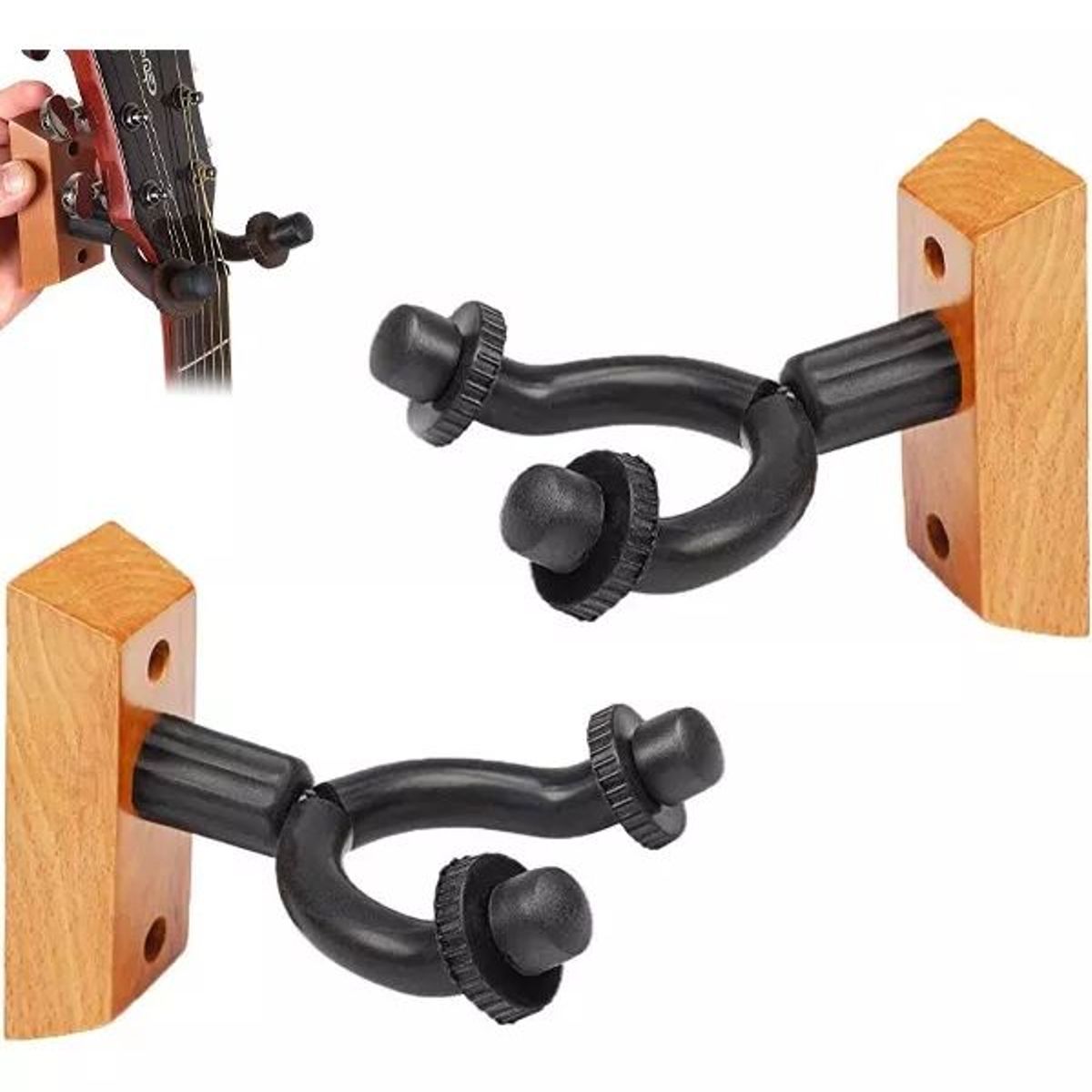 KUANGYE - Colgador Pared Guitarra Bajo Y Ukelele Madera Metal Pack 2 U