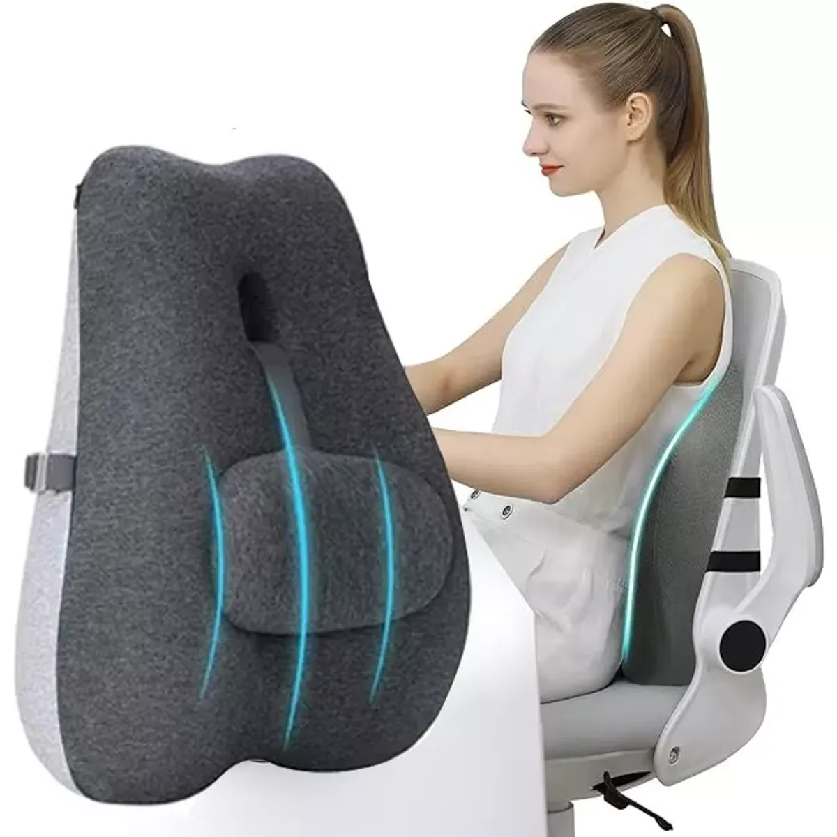 EVERSO - Almohada De Soporte Lumbar Cojín De Respaldo Coche Oficina