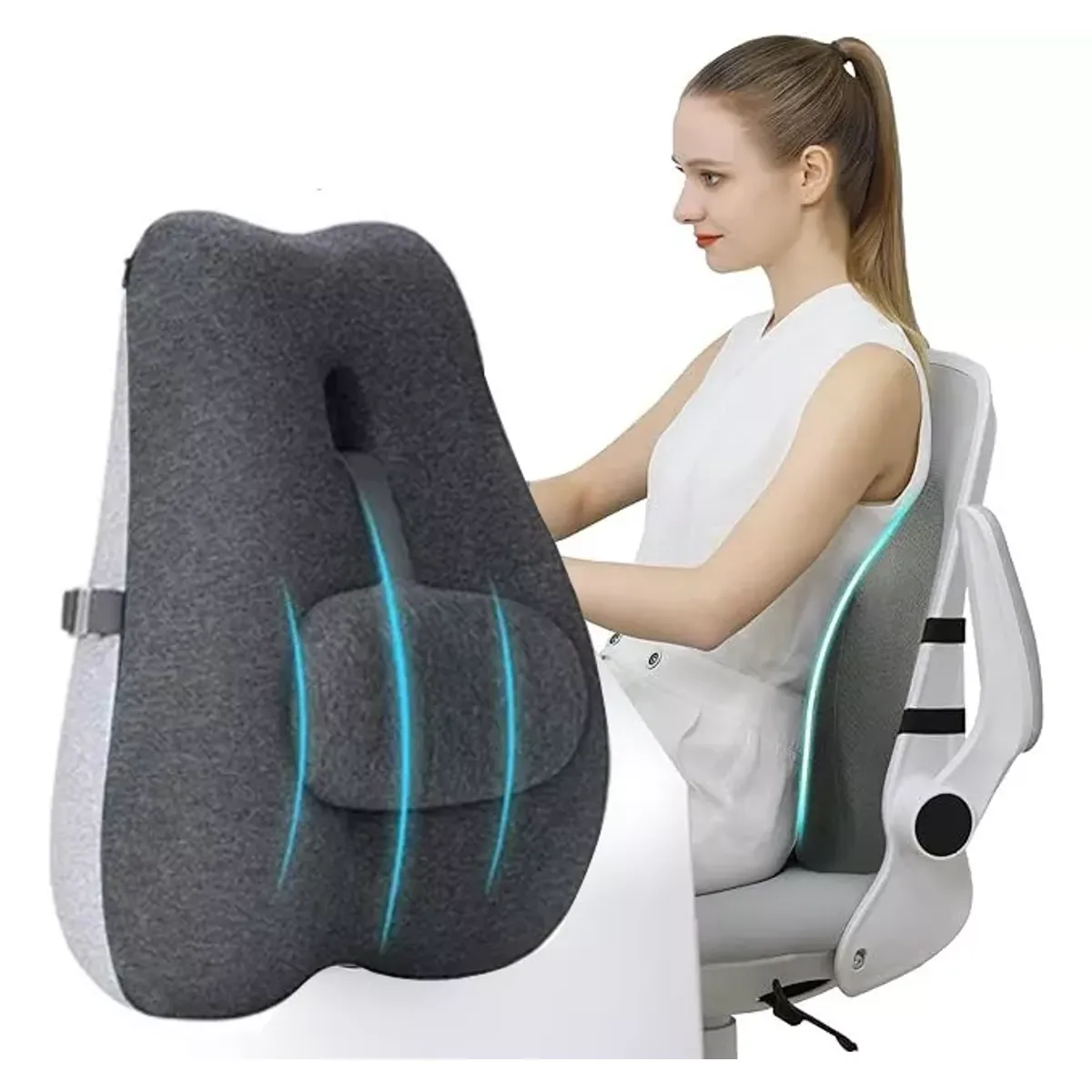 EVERSO - Almohada De Soporte Lumbar Cojín De Respaldo Coche Oficina