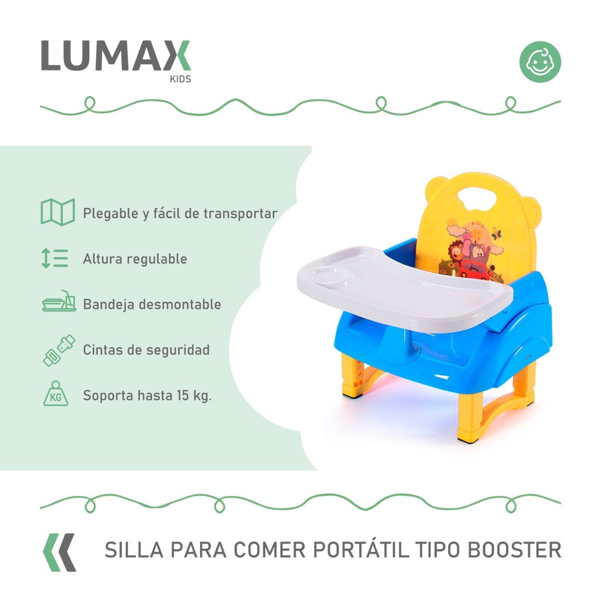 GENERICO - Silla De Bebe Para Comer Portatil Tipo Booster Azul