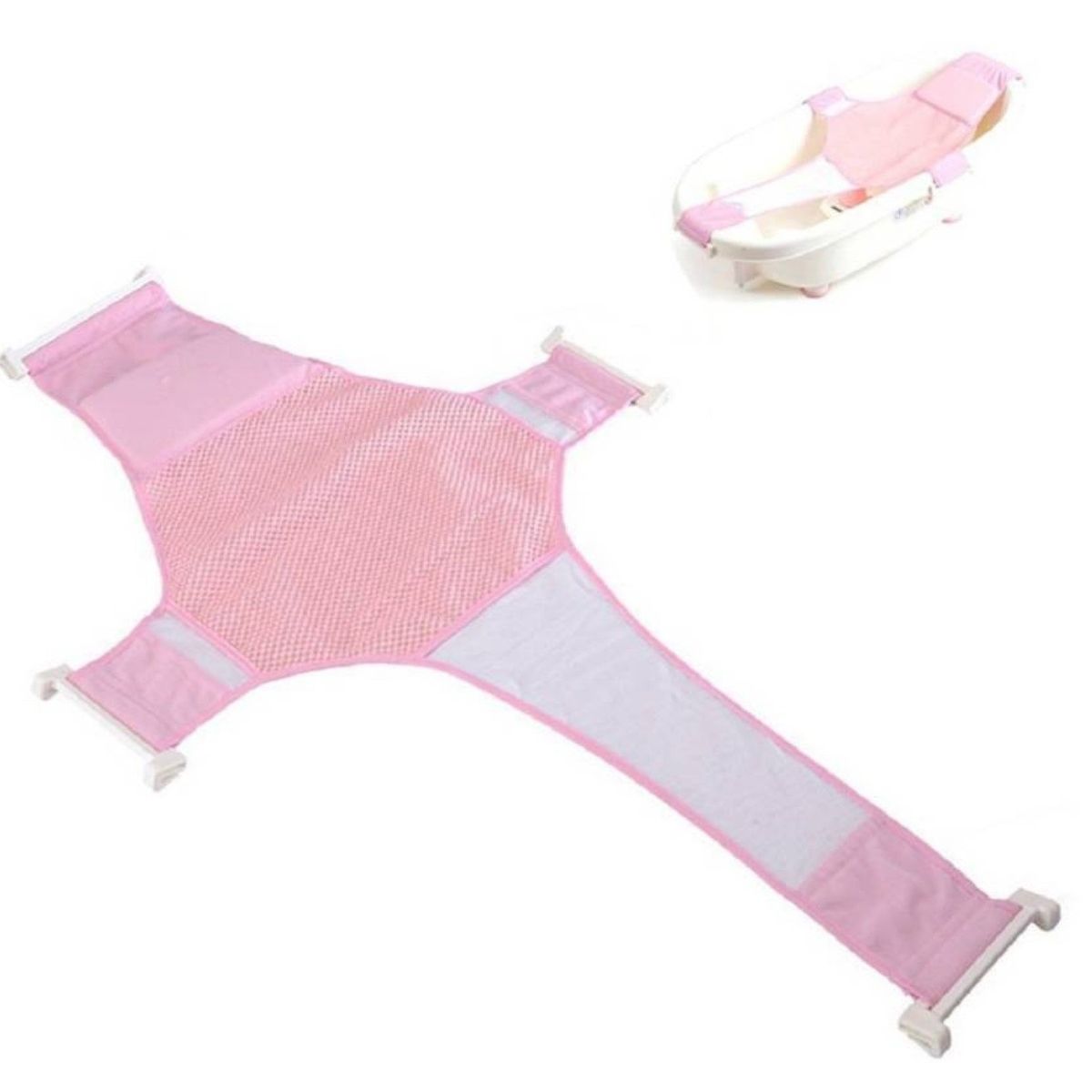 LUMAX - Malla Para Tina de Baño Plegable Rosado