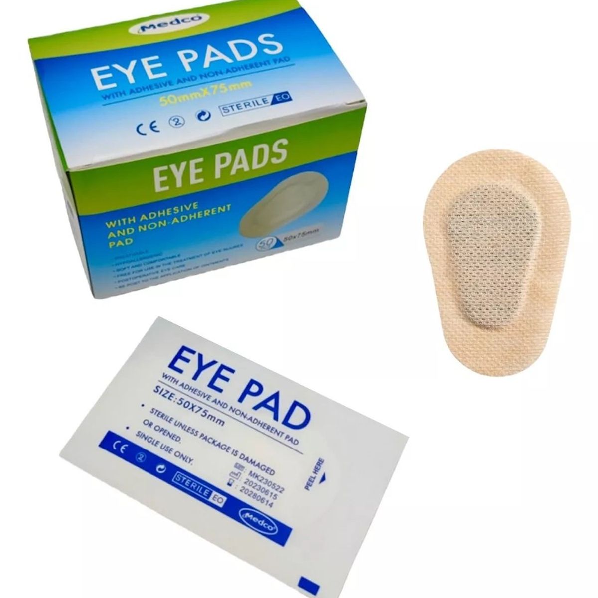 GENERICO - Parche Ocular Esteril Adhesivo Postoperatorio 7.5cm x 5cm  50 Unidades