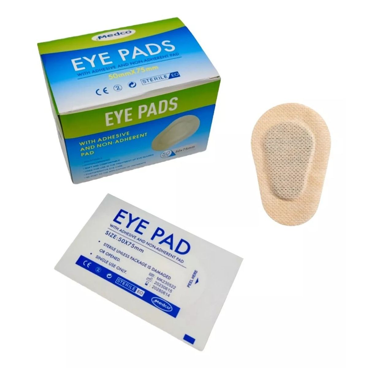 GENERICO - Parche Ocular Esteril Adhesivo Postoperatorio 7.5cm x 5cm  50 Unidades