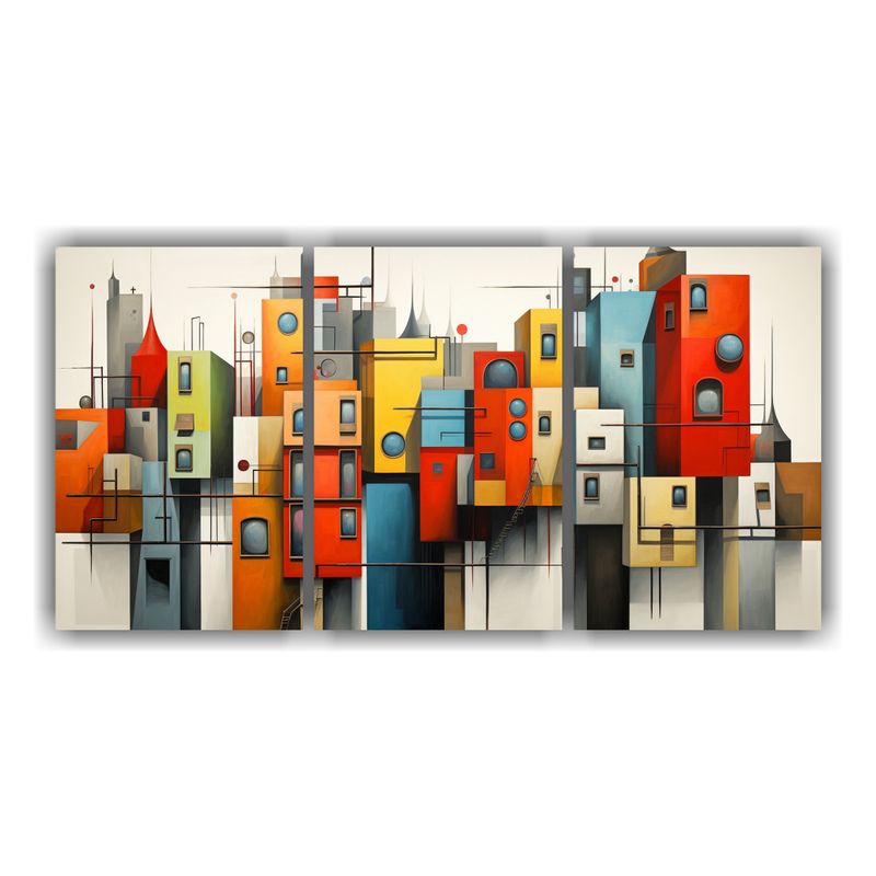 GENERICO - Cuadros Abstractos De Edificios En Tres Dimensiones 240x120cm