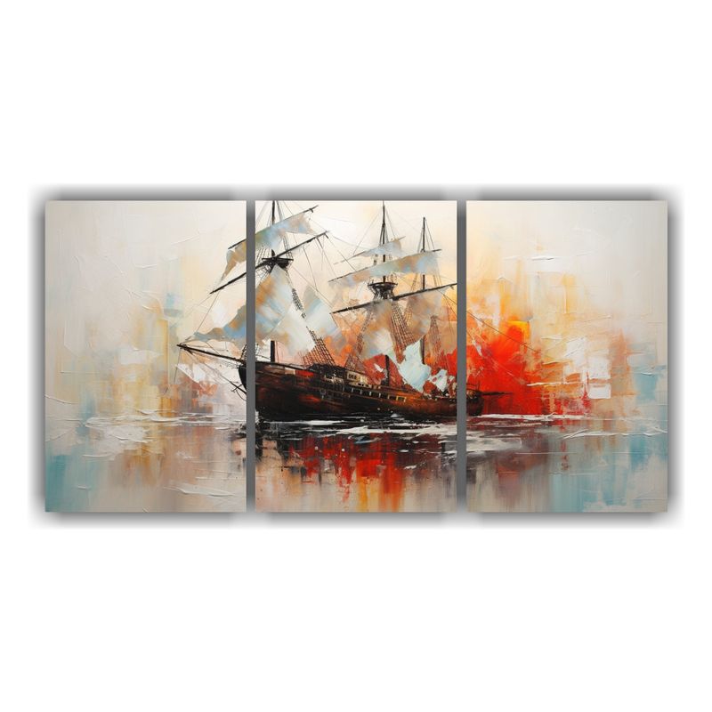 GENERICO - Cuadros Barcos Abstractos: Juego De 3 Lienzos Expresión 240x120cm