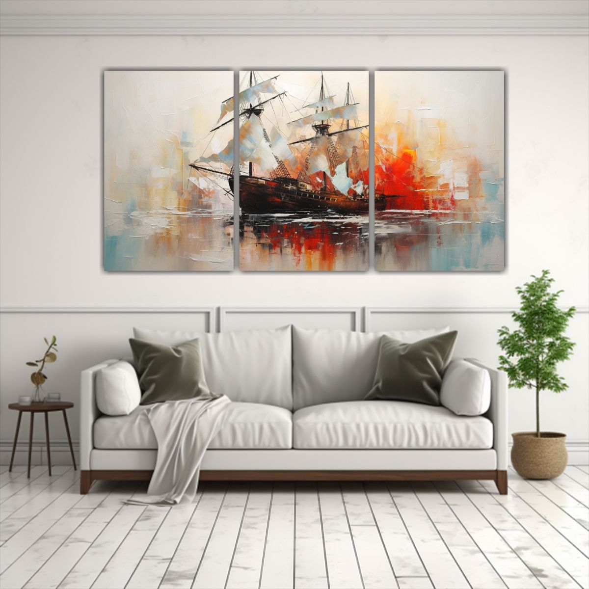 GENERICO - Cuadros Barcos Abstractos: Juego De 3 Lienzos Expresión 240x120cm