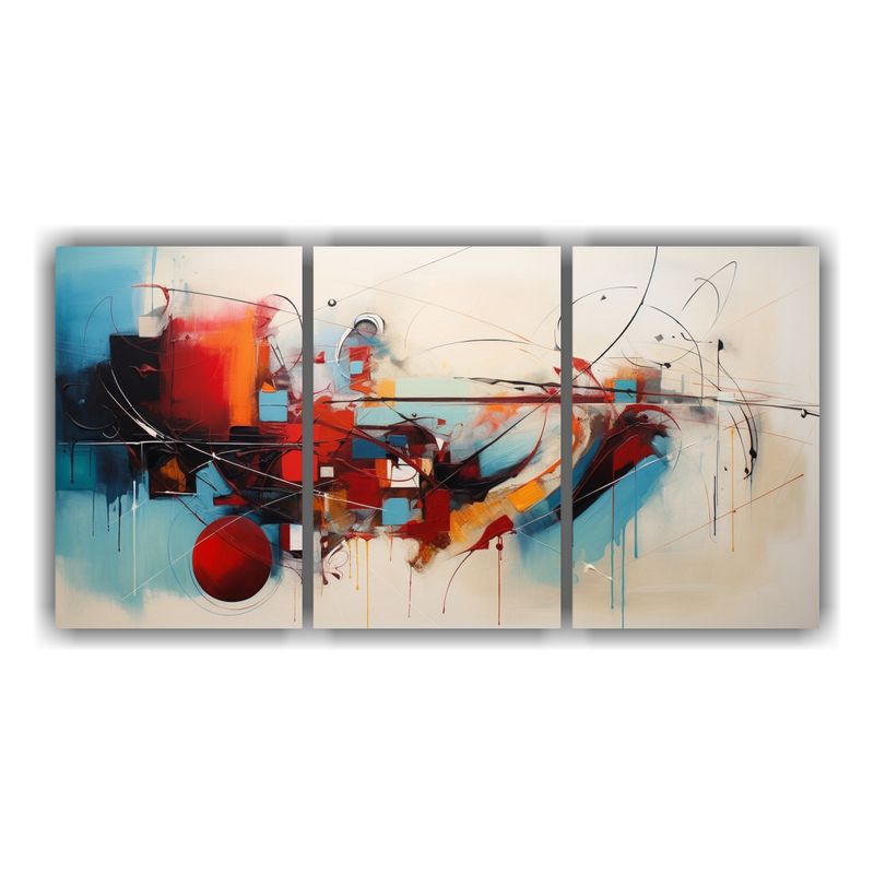 GENERICO - Conjunto 3 Cuadros Abstractos Con Composición Equilibrada 240x120cm