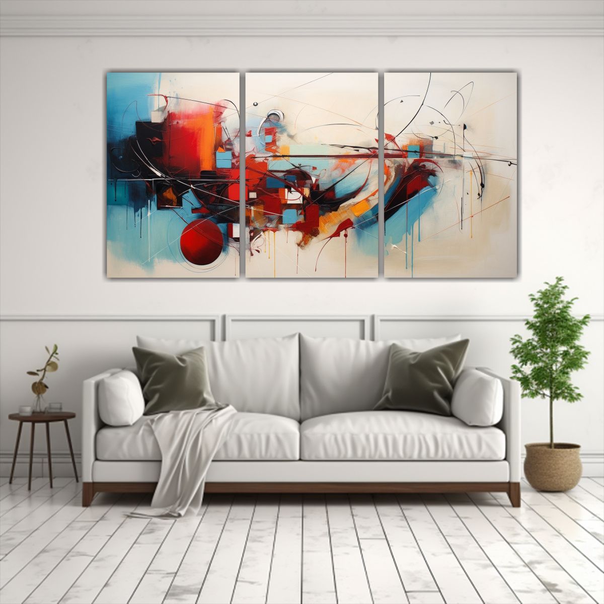 GENERICO - Conjunto 3 Cuadros Abstractos Con Composición Equilibrada 240x120cm