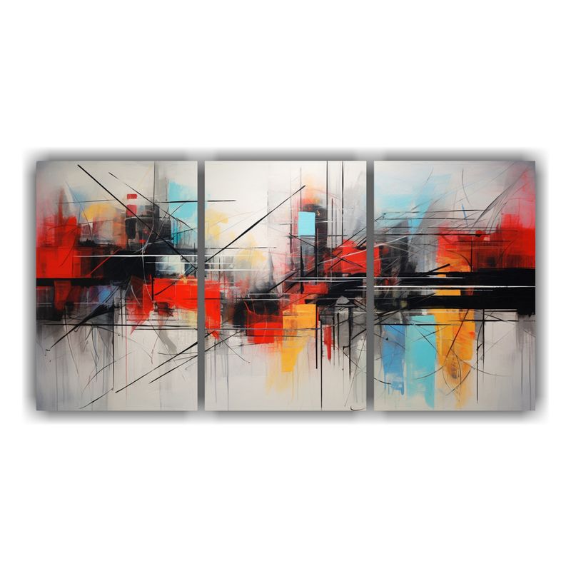 GENERICO - Conjunto 3 Telas Bastidor Moderno Clásico Cuadros Abstracto 240x120cm