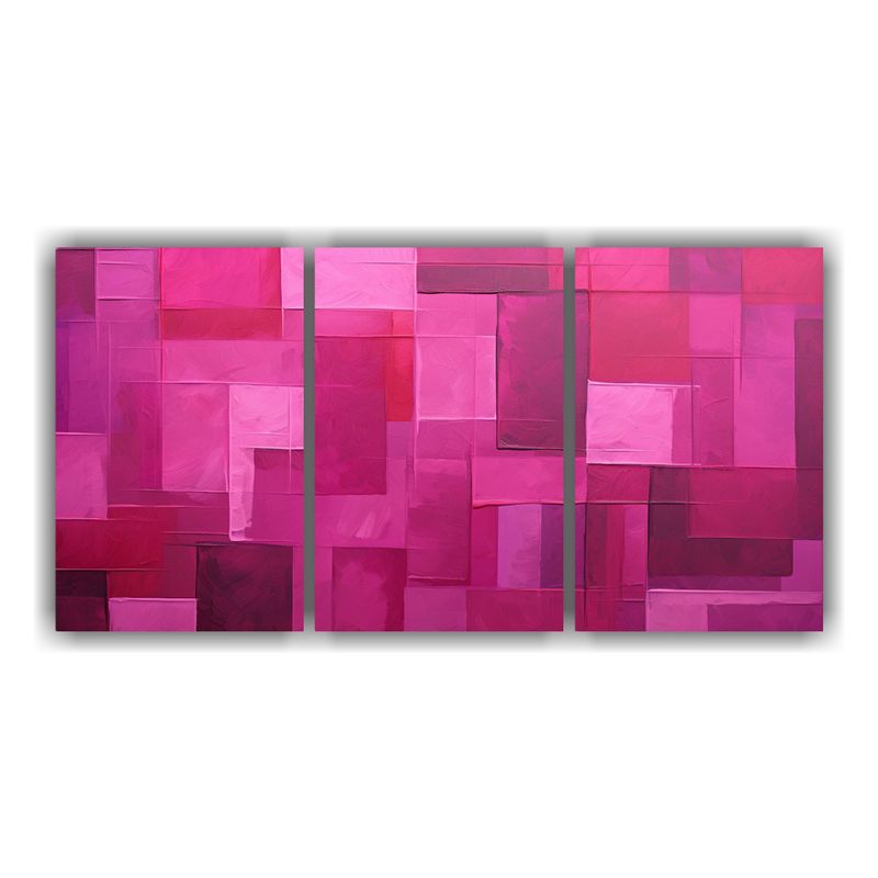 GENERICO - Arte De Pared Abstracto Fucsia: Conjunto De 3 Cuadros Abstra 240x120cm