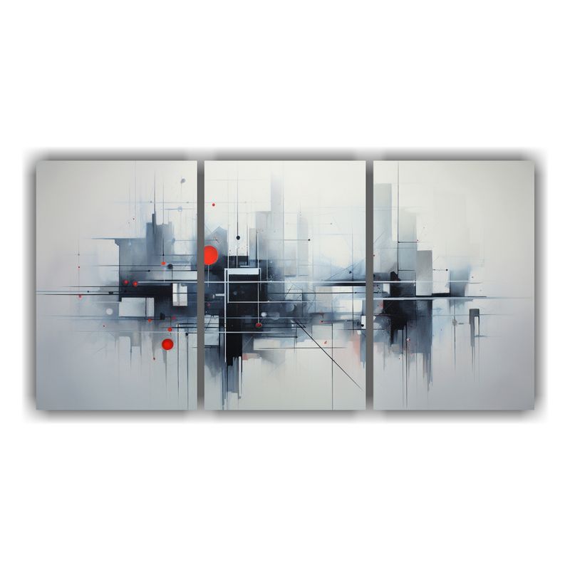 GENERICO - Cuadros Abstractos En Grises: Tres Telas En Bastidor Tema Ri 240x120cm