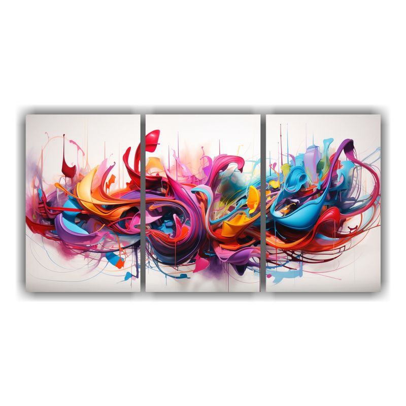 GENERICO - Tres Lienzos De Tela Hermoso Cuadros Abstractos De Colores 240x120cm