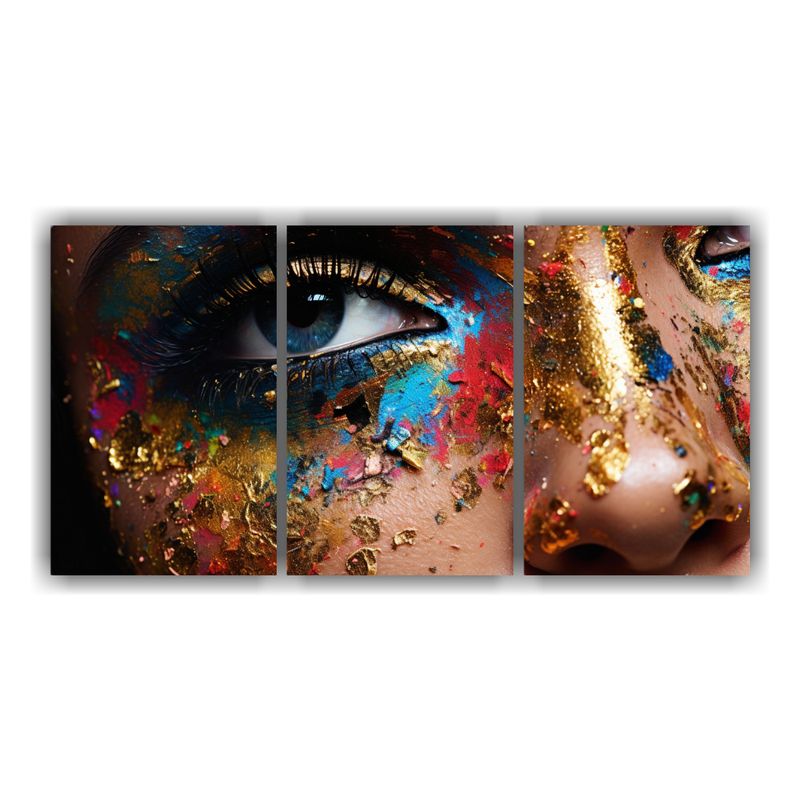 GENERICO - Tres Cuadros Abstractos Con Glitter Para Decoración Sofisti 240x120cm
