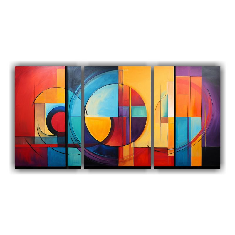 GENERICO - Conjunto 3 Cuadros Abstractos Colores Suaves Para Sala 240x120cm