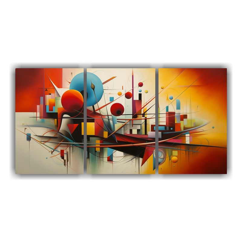 GENERICO - Cuadros Abstractos Decorativos: Tres Lienzos De Obra Maestra 240x120cm