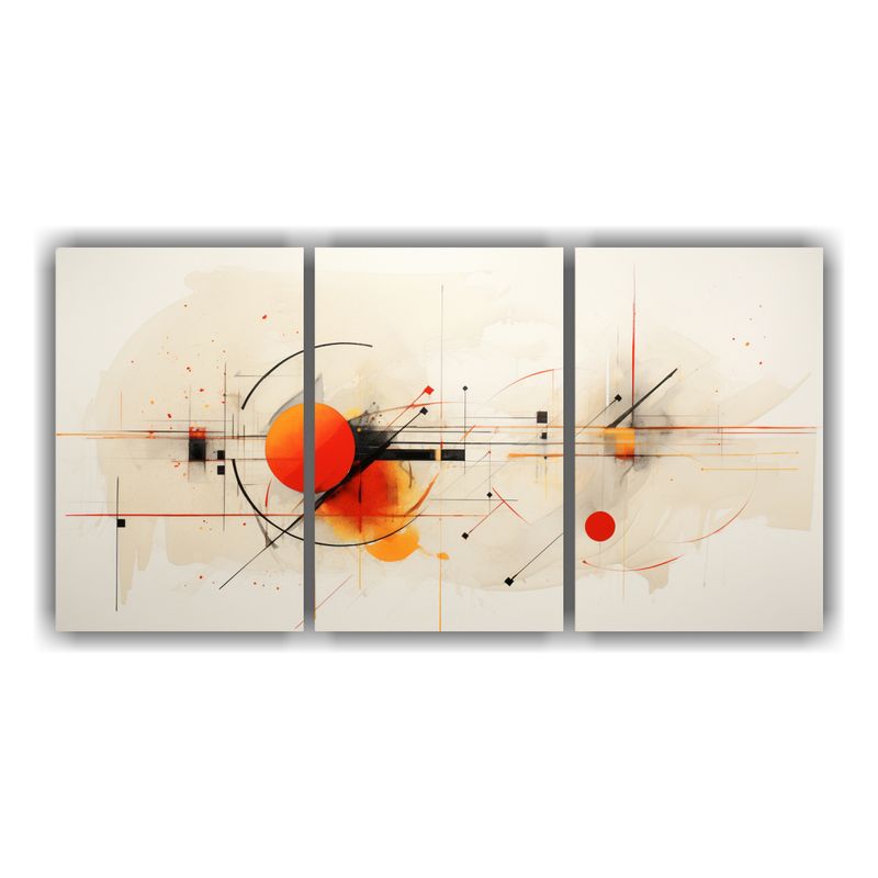 GENERICO - Cuadro Abstracto Naranja Para Decoración, Set De 3 Cuadros  240x120cm