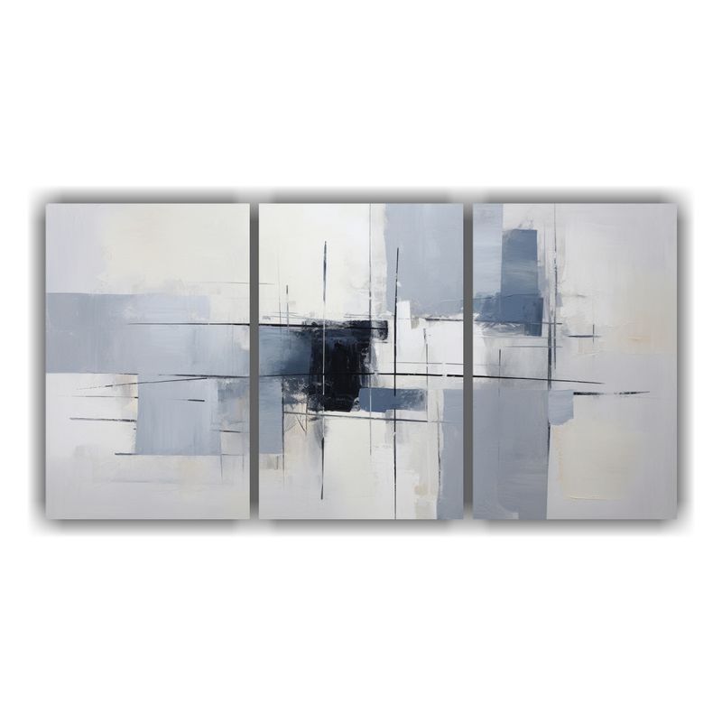 GENERICO - Cuadro Abstracto Gris Con Finas Líneas, Estilo Visual, Set  120x60cm