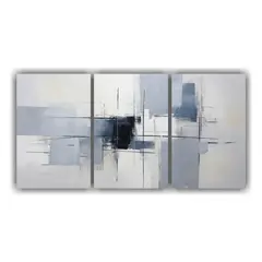 GENERICO - Cuadro Abstracto Gris Con Finas Líneas, Estilo Visual, Set 120x60cm
