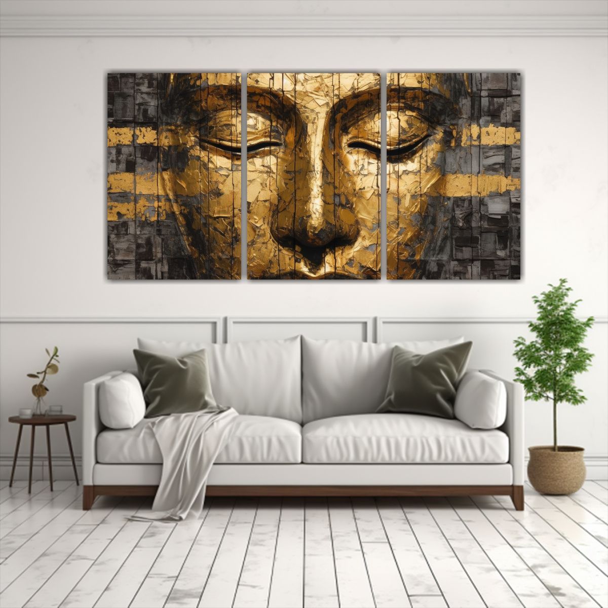 GENERICO - Tres Cuadros Impresos De Estética Abstracta Con Rostro De B 240x120cm