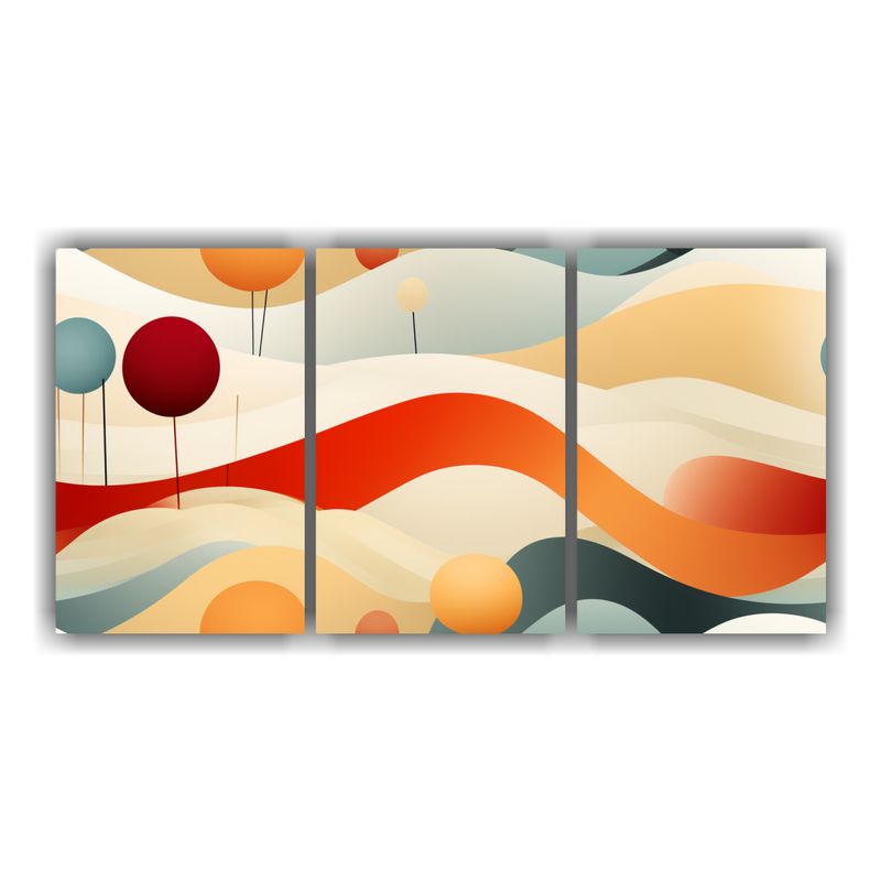 GENERICO - Set De 3 Telas En Bastidor Con Imagen Surrealista: Formas Ab 240x120cm