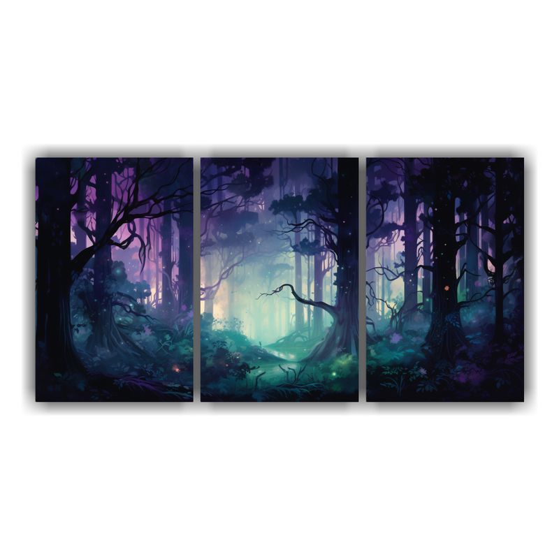 GENERICO - Pintura Decorativa De Un Bosque Encantado En Lienzo. 240x120cm