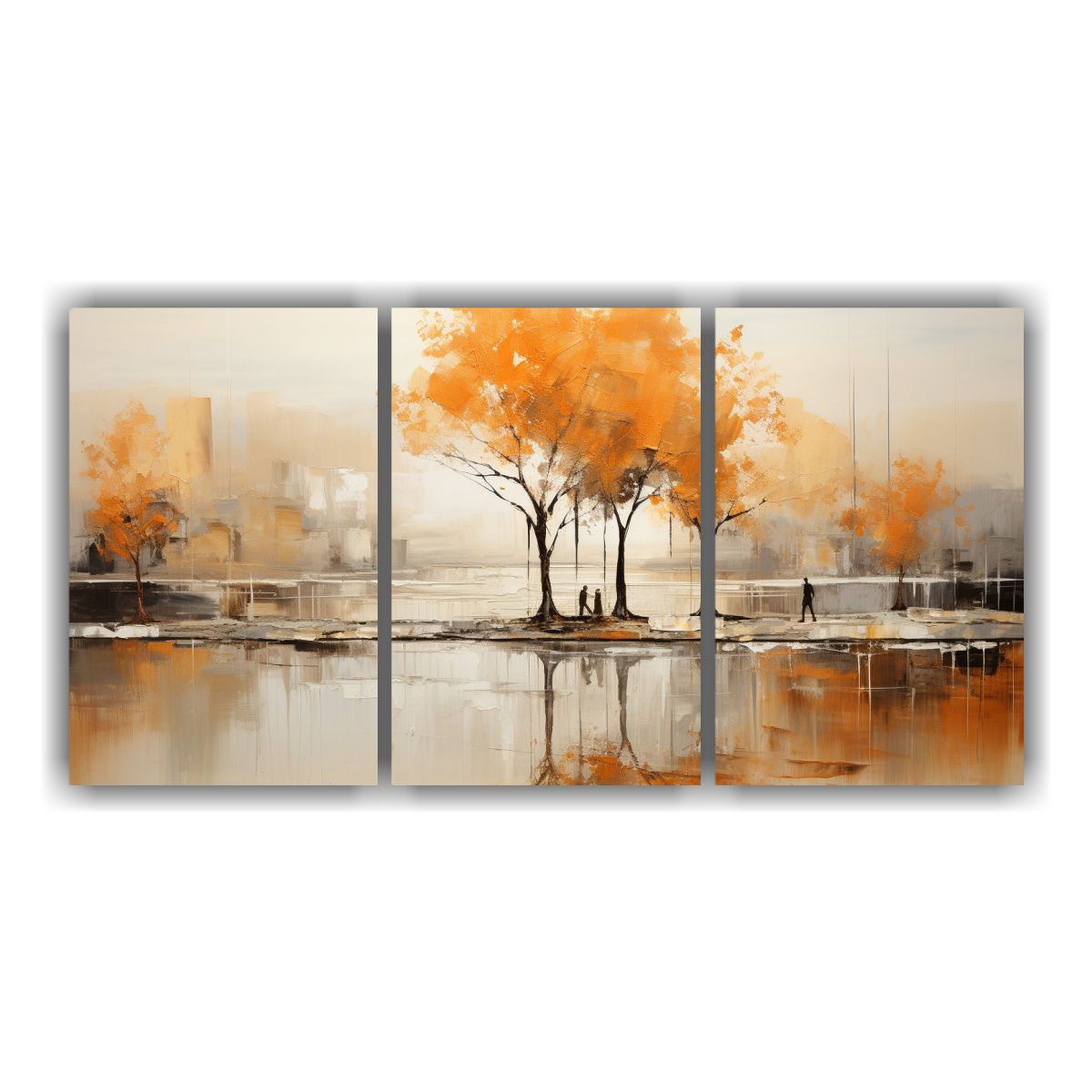 GENERICO - Cuadros Hermoso Modernidad De árboles En Plata Y Blanco 240x120cm